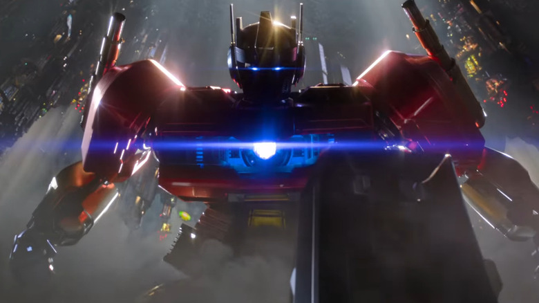Optimus Prime landing from a jump