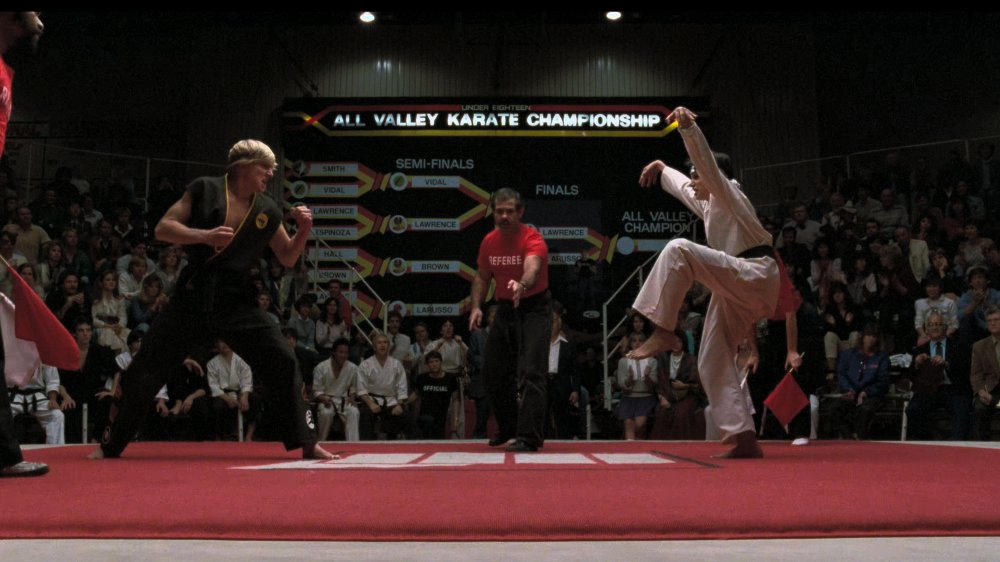 William Zabka and Ralph Macchio in The Karate Kid