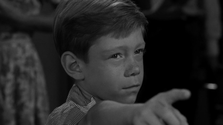 Anthony Fremont narrows his eyes and points his finger in "It's A Good Life" (1961)