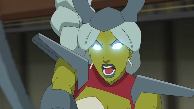 Universa swinging her weapon on Invincible Season 4