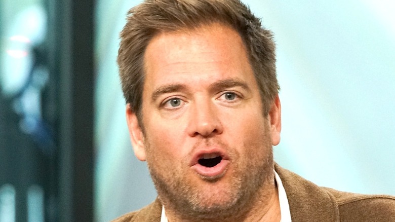 Michael Weatherly light beard open mouth