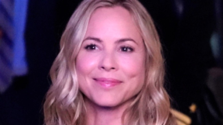 Maria Bello looking happy