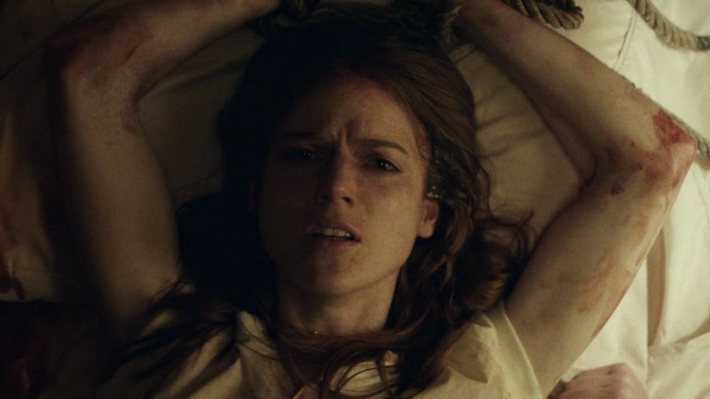 Rose Leslie's Bea is tied up in Honeymoon