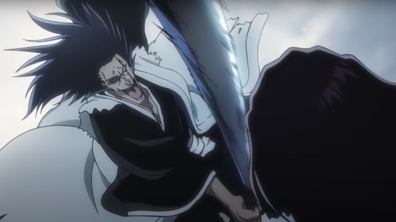 Kenpachi attacks with sword drawn