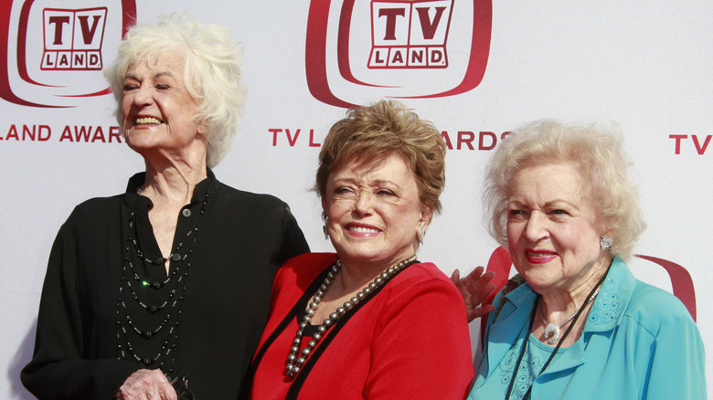 Bea Arthur, Rue McClanahan and Betty White smiling