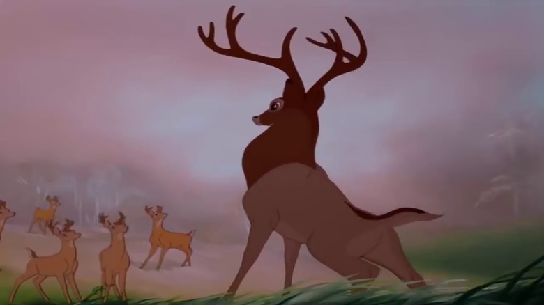 Deer running from man in Bambi