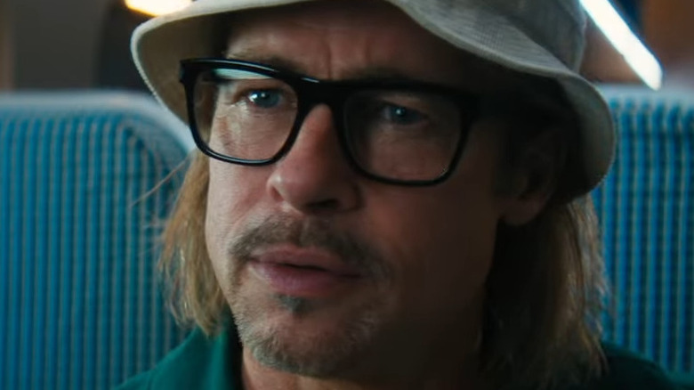 Brad Pitt staring suspiciously