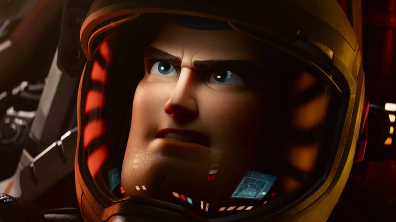 Buzz pilots a spaceship