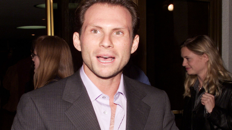 Christian Slater with his mouth open