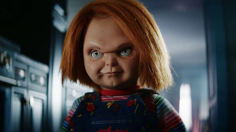 Chucky glowering evilly in kitchen