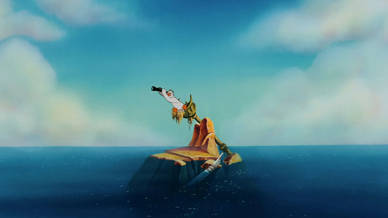 Scuttle looking into telescope