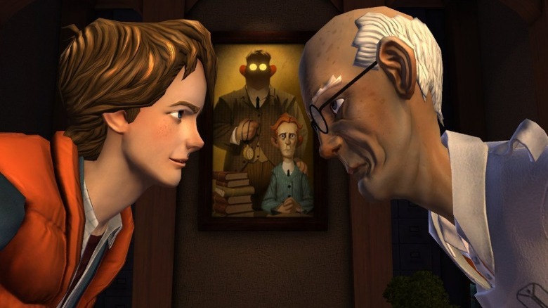 Marty and Citizen Brown looking at each other