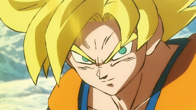 Goku looking intently into camera