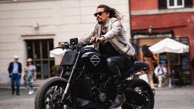 Jason Momoa on motorcycle