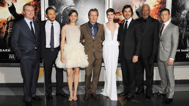Dark Knight Rises cast with Christopher Nolan