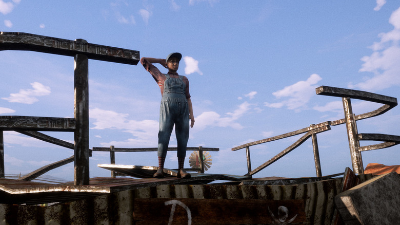 Dennis atop fort