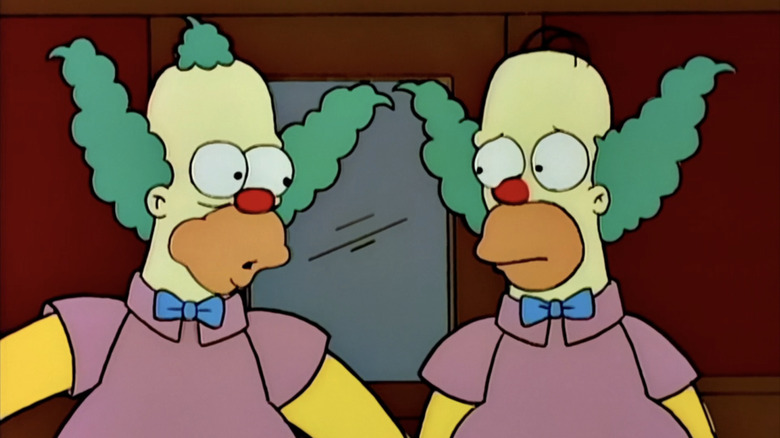 Krusty the Clown and Homer Simpson dressed as Krusty