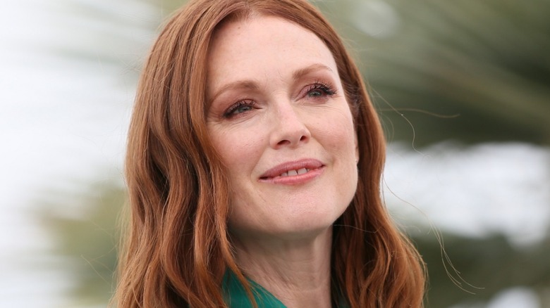Julianne Moore smiling outdoors