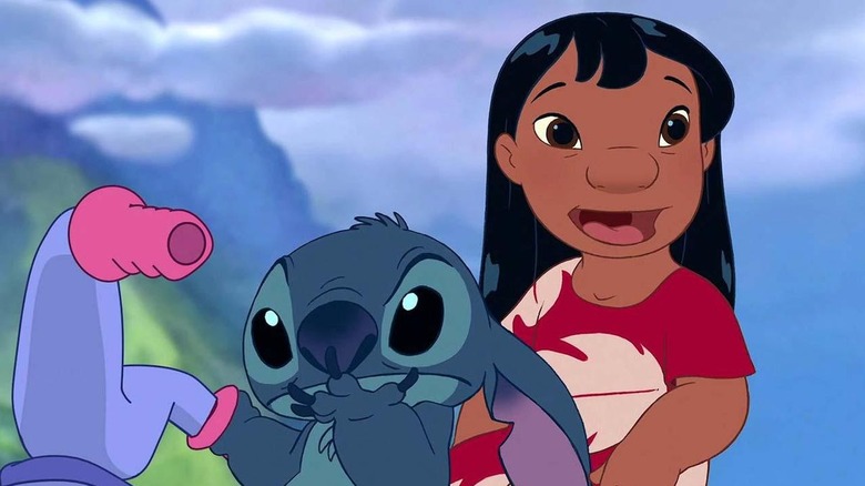 Lilo and Stitch on a bike