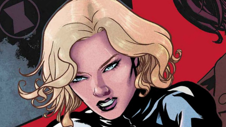 Extreme close-up on Yelena Belova's angry face