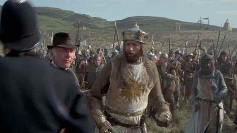 Police arresting knights