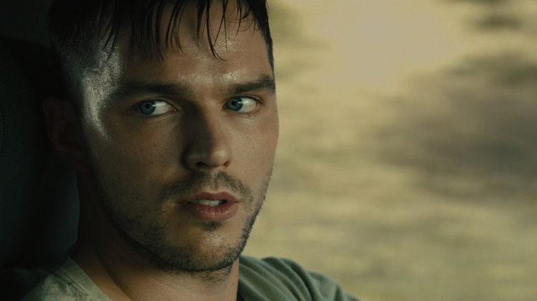 Nicholas Hoult looks nervous