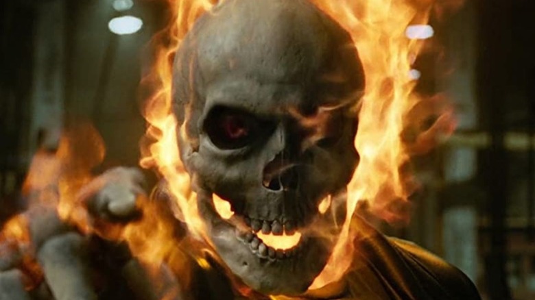 Johnny Blaze transforming into Ghost Rider