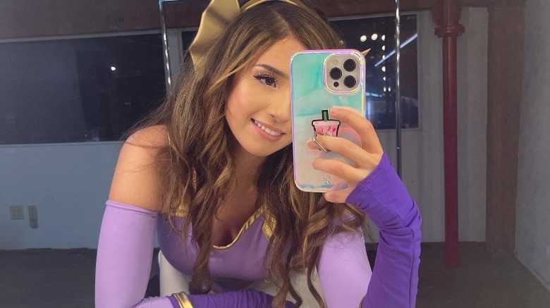 Pokimane in purple costume