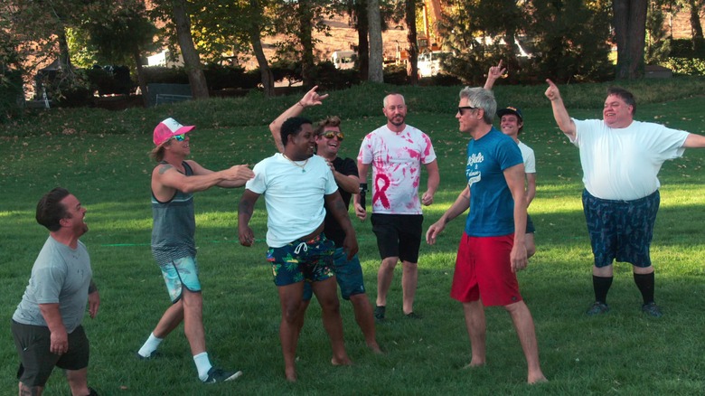 The Jackass crew in a field