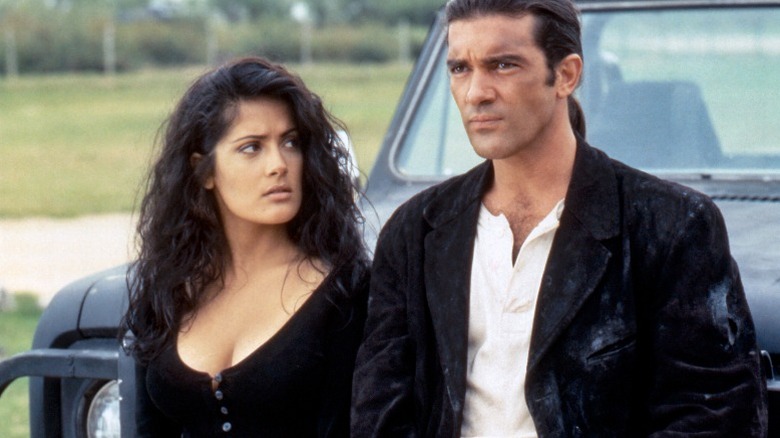 Salma Hayek looking at Antonio Banderas