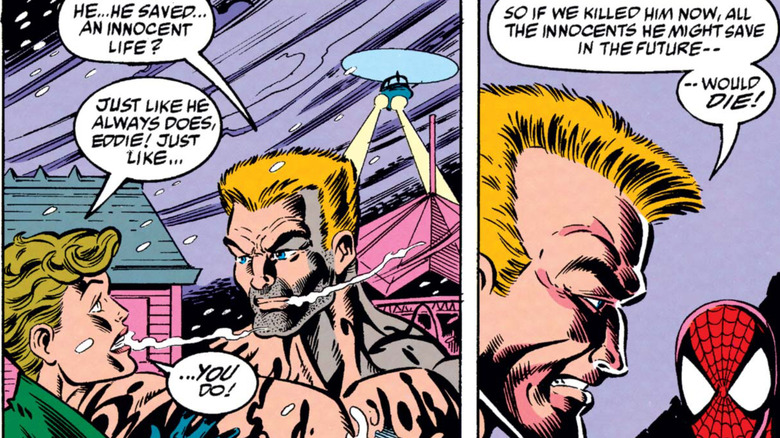 Anne Weying begging Eddie Brock