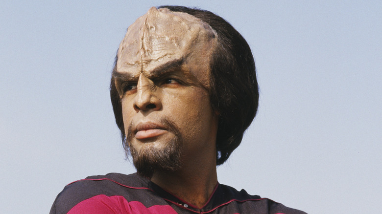 Worf looking away