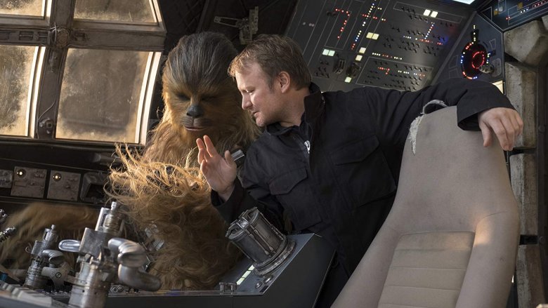 Rian Johnson on set