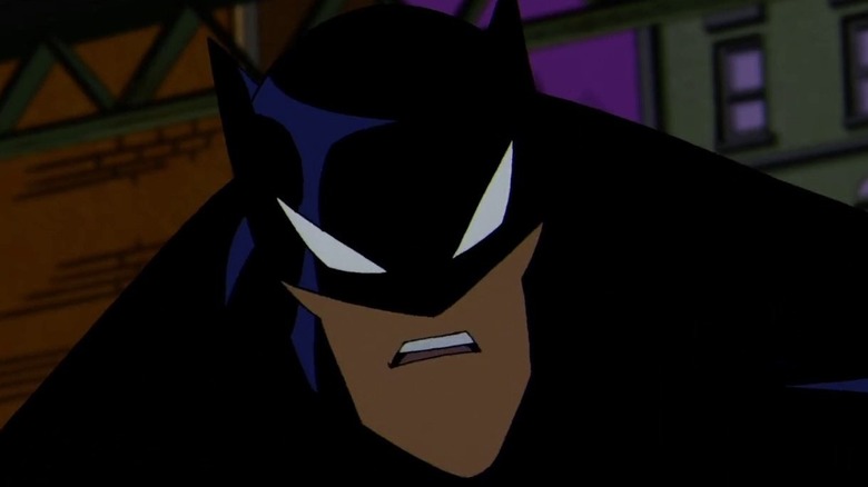 Close-up of Batman talking
