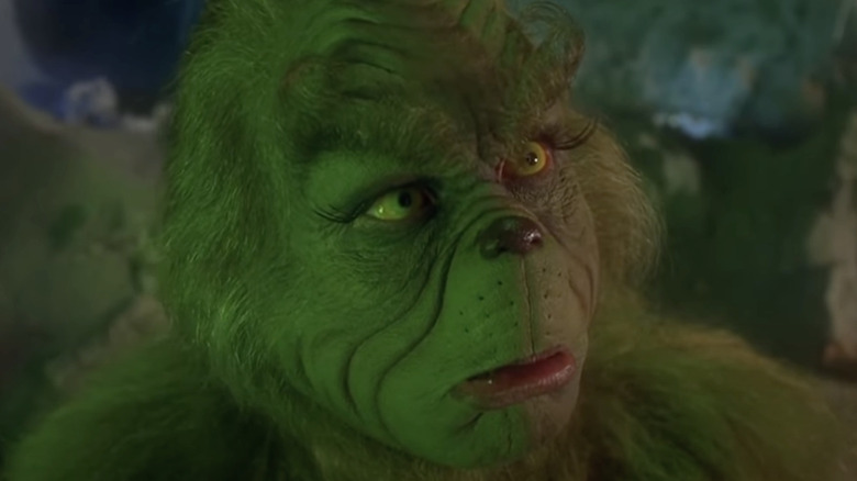 Jim Carrey as The Grinch, looking up