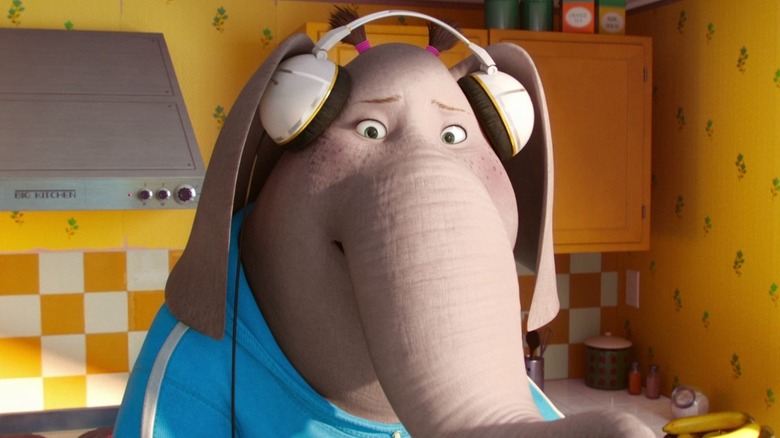 Animated elephant with headphones