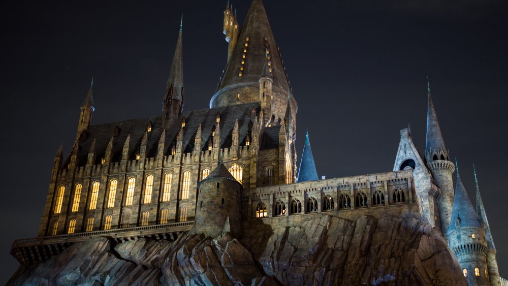 Hogwarts Castle at night Wizarding World