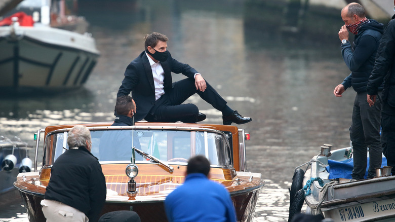 Tom Cruise on the set of Mission Impossible