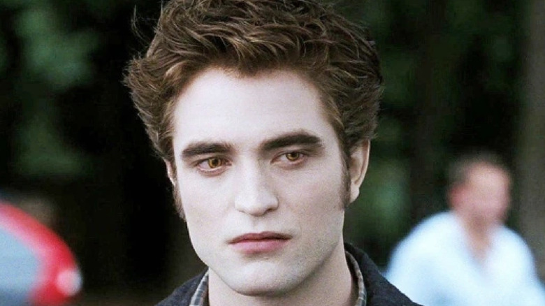 Robert Pattinson as Edward Cullen in close-up, staring intently