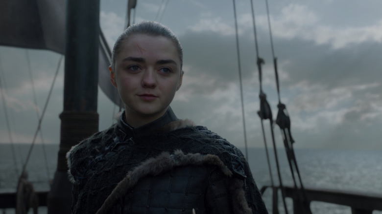 Arya Stark at ship's prow