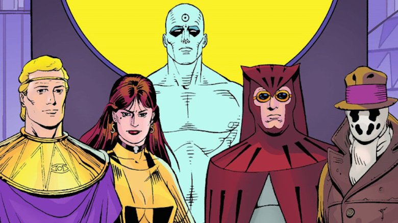 Group shot of the heroes from Watchmen