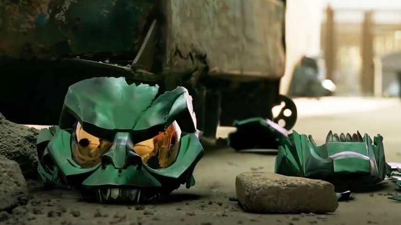 Green Goblin's helmet in pieces