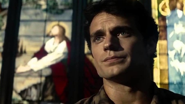 Superman sitting in church