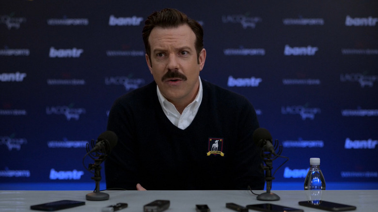 Jason Sudeikis Ted Lasso mustache press conference