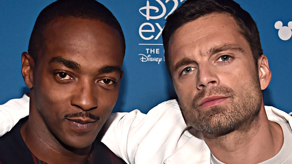 Sebastian Stan and Anthony Mackie posing