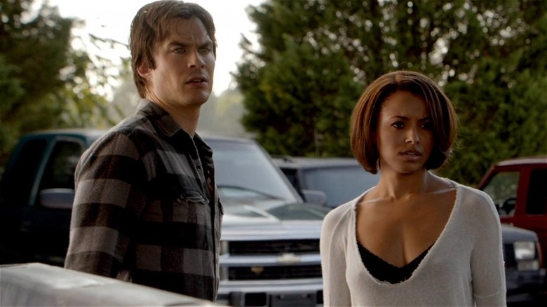 Damon and Bonnie looking confused