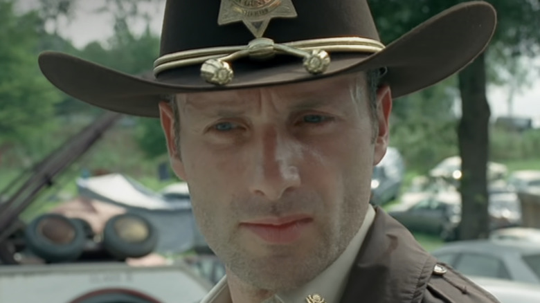 Rick Grimes wearing sheriff hat