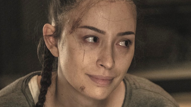 Rosita crying but smiling on The Walking Dead