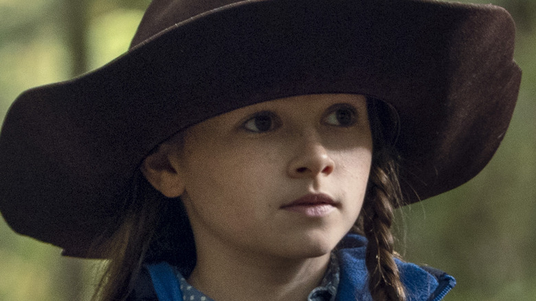Judith Grimes wearing her father's hat