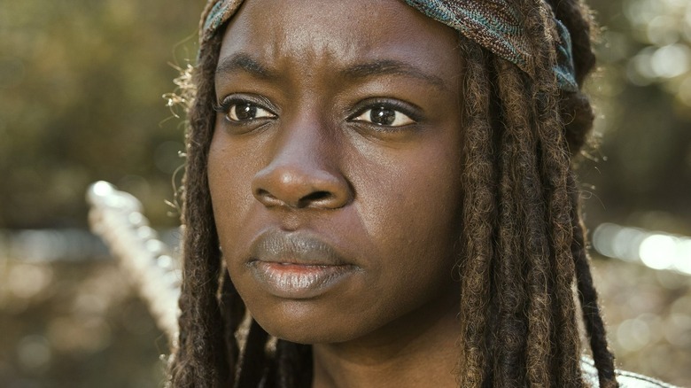 Michonne looking out into the distance